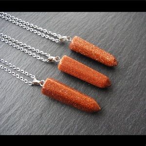 Sandstone gemstone stainless steal Necklace